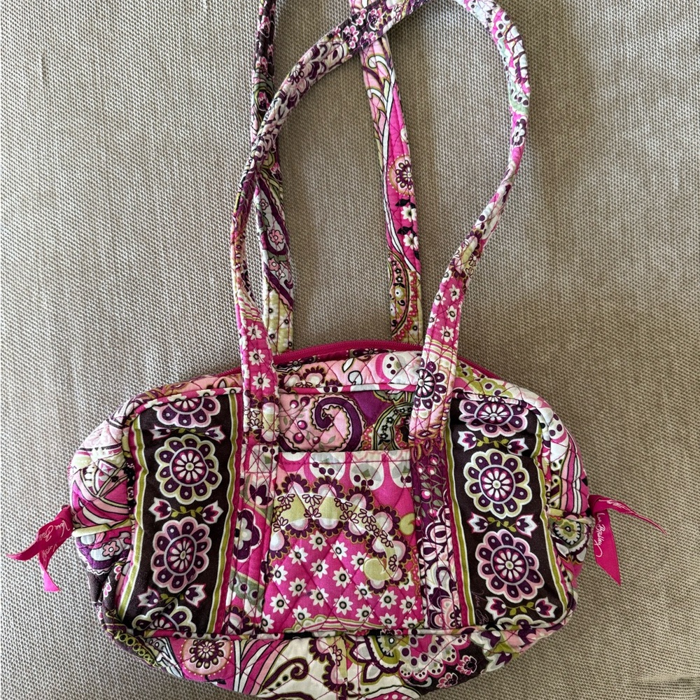 Vera Brady Floral Pink Women's Over The Shoulder Bag and ID Wallet